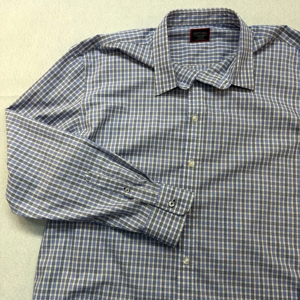 UNTUCKit   Durif WF Reg Fit Men's‎ XXXL  Long Sleeve Button Up Blue Plaid 01096 - Picture 4 of 13